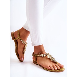 PG2 Sandalias Mujer Chanclas Con Zirconia Cúbica Amarillo Ivanne marrón 3