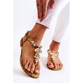PG2 Sandalias Mujer Chanclas Con Zirconia Cúbica Amarillo Ivanne marrón 1
