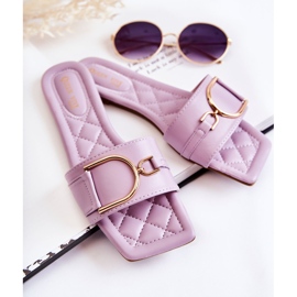 Pantuflas Clásicas De Mujer De Piel Con Adorno Violeta Shilla 7