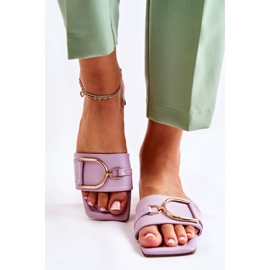 Pantuflas Clásicas De Mujer De Piel Con Adorno Violeta Shilla 3