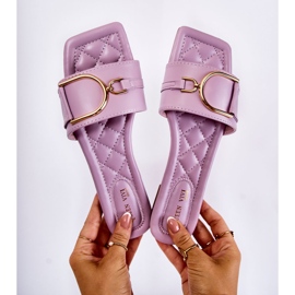 Pantuflas Clásicas De Mujer De Piel Con Adorno Violeta Shilla 2