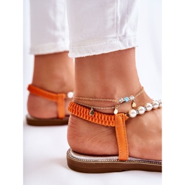 PG1 Sandalias De Moda Chanclas Con Perlas Naranja Isalia 7