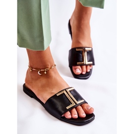PG1 Slippers De Mujer Clásicas De Piel Con Adorno Maren Negro 6
