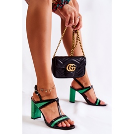 PG1 Sandalias de cuero de moda en una barra de pasión verde negro 6