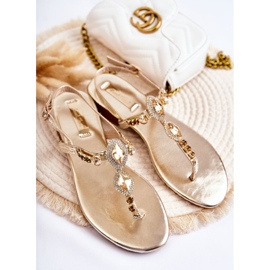 WS1 Sandalias de mujer de moda Chanclas con pedrería decorativa Golden Bellia dorado 8