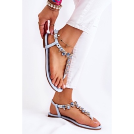 WS1 Cómodas Sandalias De Mujer Chanclas Con Decoraciones Briven Azules 6