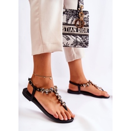 WS1 Sandalias Mujer Cómodas Chanclas Con Adornos Negro Briven 6