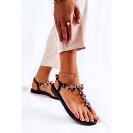 WS1 Sandalias Mujer Cómodas Chanclas Con Adornos Negro Briven 4