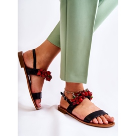 Sandalias de moda con cuentas negras de Hally negro 3