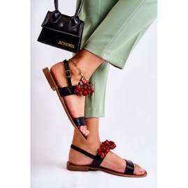 Sandalias de moda con cuentas negras de Hally negro 6