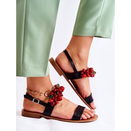 Sandalias de moda con cuentas negras de Hally negro 4