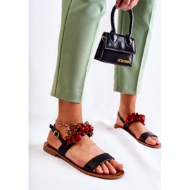 Sandalias de moda con cuentas negras de Hally negro 5