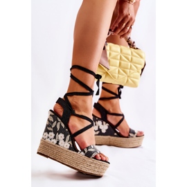 WS1 Sandalias de cuña negras atadas de moda Recife negro 1