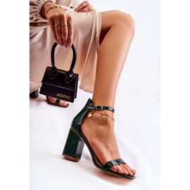 WT1 Sandalias Mujer Estampado Serpiente Verde Sollana 7