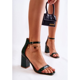 WT1 Sandalias Mujer Estampado Serpiente Verde Sollana 3
