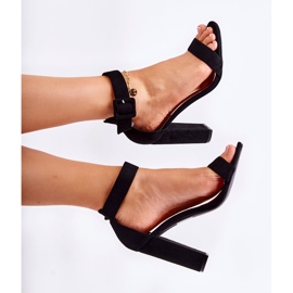 WT1 Sandalias Mujer Ante Con Tacón Negro Bérgamo 4