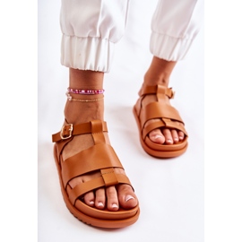 WS1 Sandalias Camel con plataforma Tessy marrón 3
