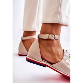 PA2 Sandalias De Mujer De Piel Con Adorno Nevassa Beige 5