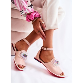 Sandalias De Mujer De Piel Con Adorno Nevassa Rosa Brillante rosado 7