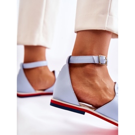 PA2 Sandalias De Mujer De Piel Con Adorno Nevassa Azul 6