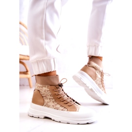 FW1 Zapatillas Moda Calcetín Alto Beige Collin 3