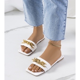 Babuchas elegantes blancas con cadena Cherell blanco 2
