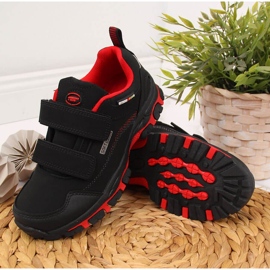 Zapatos de trekking impermeables para niños American Club negro y rojo 3