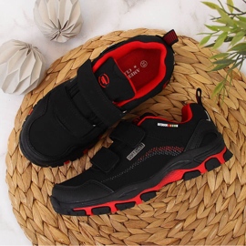 Zapatos de trekking impermeables para niños American Club negro y rojo 2