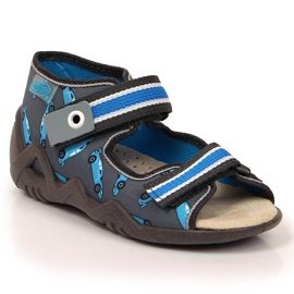 Pantuflas de niño con velcro y Befado azul y gris carrera 2