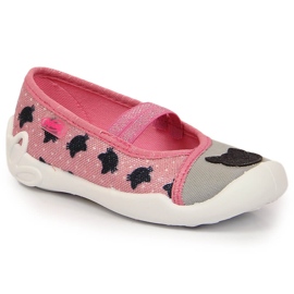 Pantuflas de niña con goma elástica con resbalón de gato en Befado rosa rosado 2