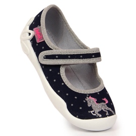 Pantuflas de niña Befado negras con velcro y unicornio negro 1