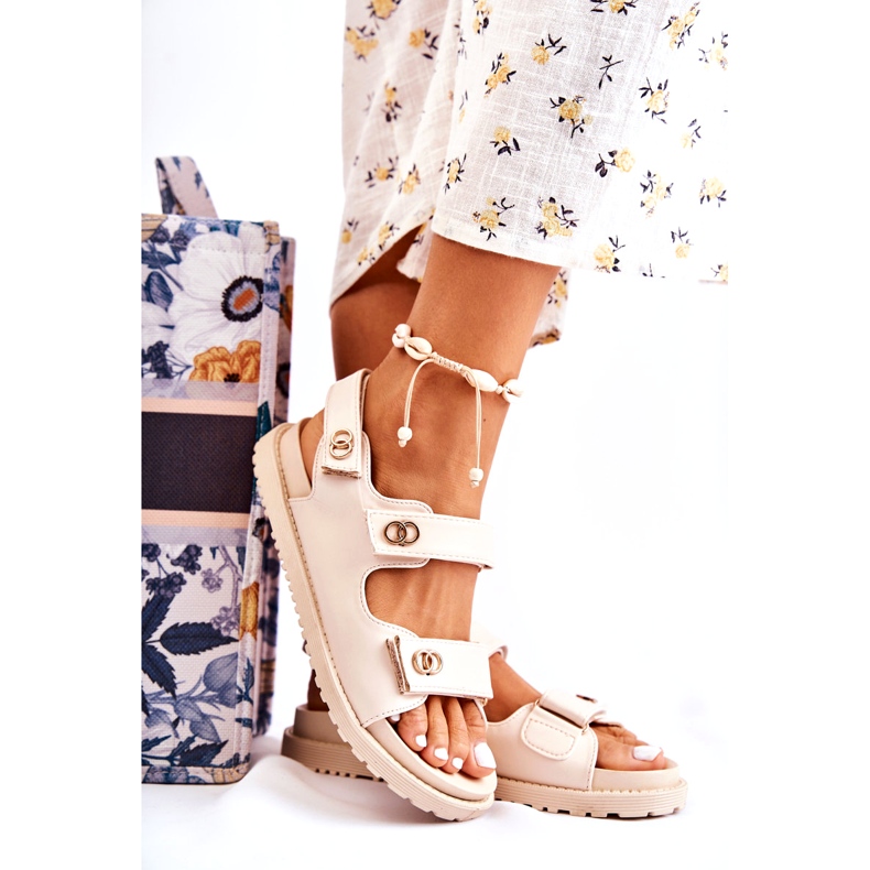 S.Barski Sandalias Mujer Piel Con Adorno, Beige 5