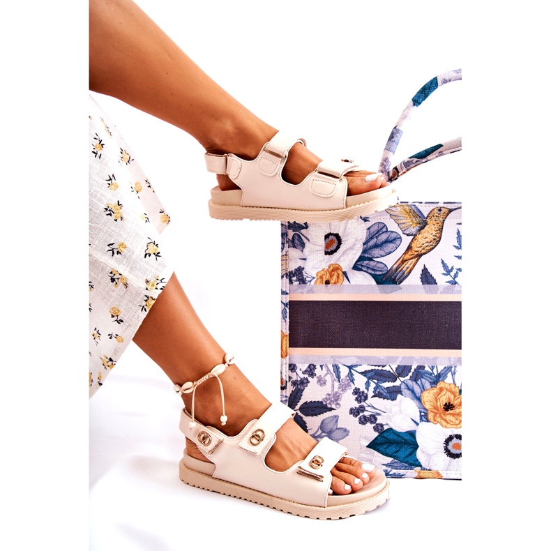 S.Barski Sandalias Mujer Piel Con Adorno, Beige 4