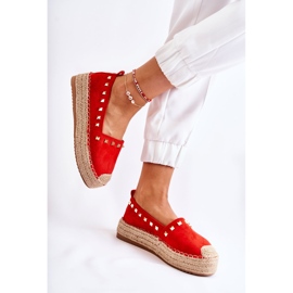 WT1 Alpargatas De Mujer Con Tachuelas Laross Rojas rojo 5