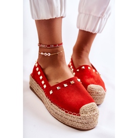 WT1 Alpargatas De Mujer Con Tachuelas Laross Rojas rojo 6