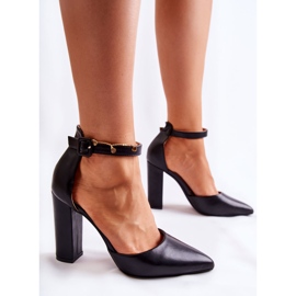 WS1 Zapatos De Salón De Piel Con Tacón Alto Negro Salira 5