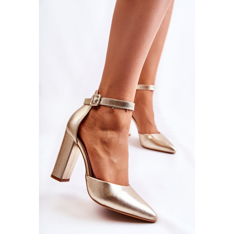 WS1 Zapatos De Salón De Piel Sobre Un Alto Pilar De Salira Dorada dorado 1