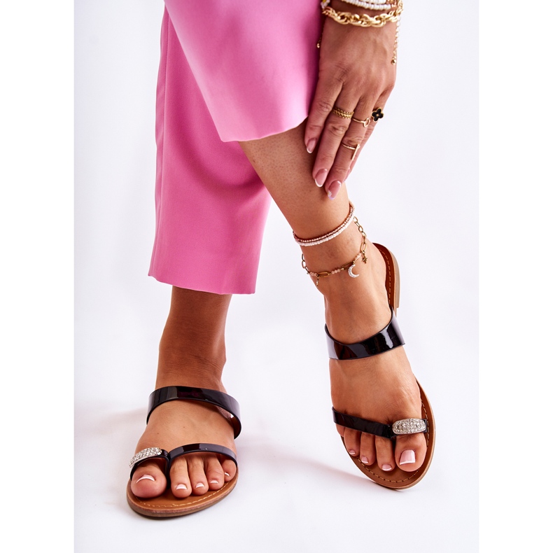 WS1 Chanclas Mujer Lacadas Negras Jimena negro 2