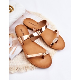 WS1 Chanclas Mujer Lacadas Oro Rosa Jimena dorado 4