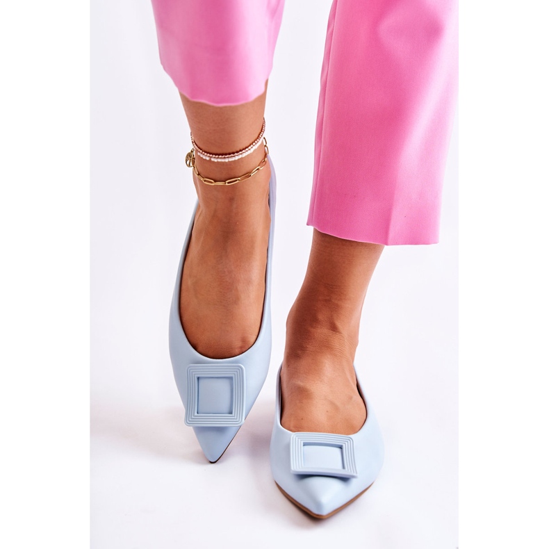 WS1 Bailarinas De Piel Con Adorno Simone Spitz Azul 1 WS1 Bailarinas De Piel Con Adorno Simone Spitz Azul 1