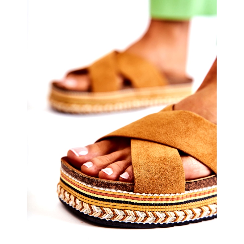 PG1 Pantuflas De Mujer De Ante En La Plataforma Camel Jossie marrón 6