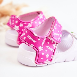WJ1 Sandalias ligeras para niños con adornos de confianza en blanco y rosa. rosado 3