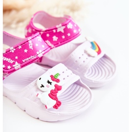 WJ1 Sandalias ligeras para niños con adornos de confianza en blanco y rosa. rosado 5