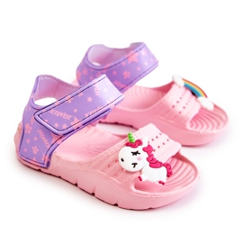 WJ1 Sandalias ligeras infantiles con adornos en rosa y morado trusty violeta rosado 8