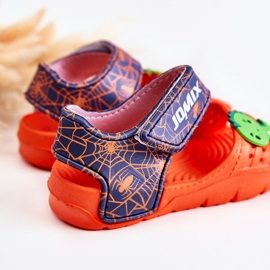 WJ1 Sandalias ligeras para niños con adornos en naranja y azul marino 3