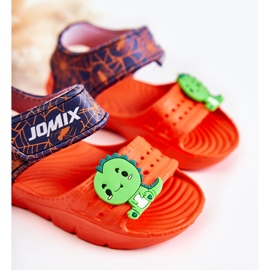 WJ1 Sandalias ligeras para niños con adornos en naranja y azul marino 4