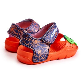 WJ1 Sandalias ligeras para niños con adornos en naranja y azul marino 1