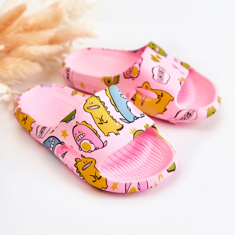 WJ1 Pantuflas Infantiles Rosa Astro Dinosaurio Ligero 1