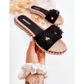 WJ1 Pantuflas Mujer Material Flores Negro Susana 1