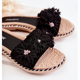 WJ1 Pantuflas Mujer Material Flores Negro Susana 4